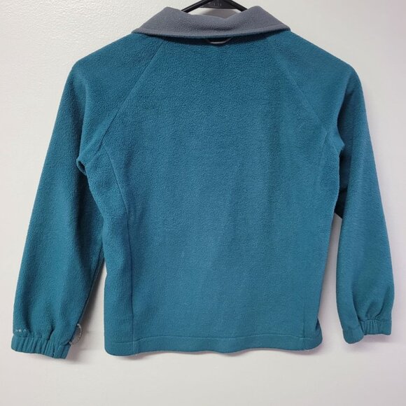 Columbia Fleece Zip Up Teal Blue Green Collar Girls Size Small Childrens School - Picture 2 of 9